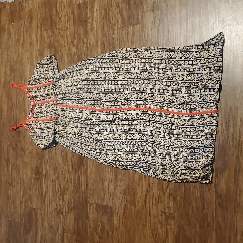 Thml mixed print contrast orange trim dress size large